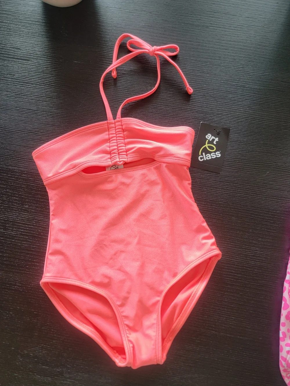 Art Class Girls One Piece Bathing Suit. Fluorescent Orange. Size S(6/7) & M(8)